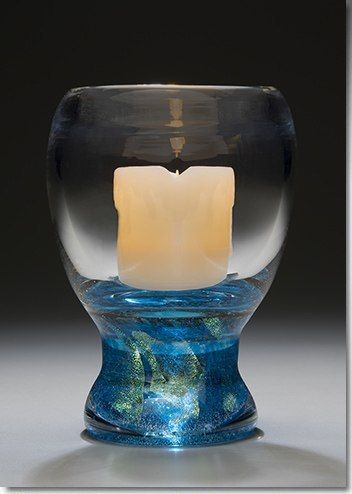 Blue Cremation Ash Small Candle Holder